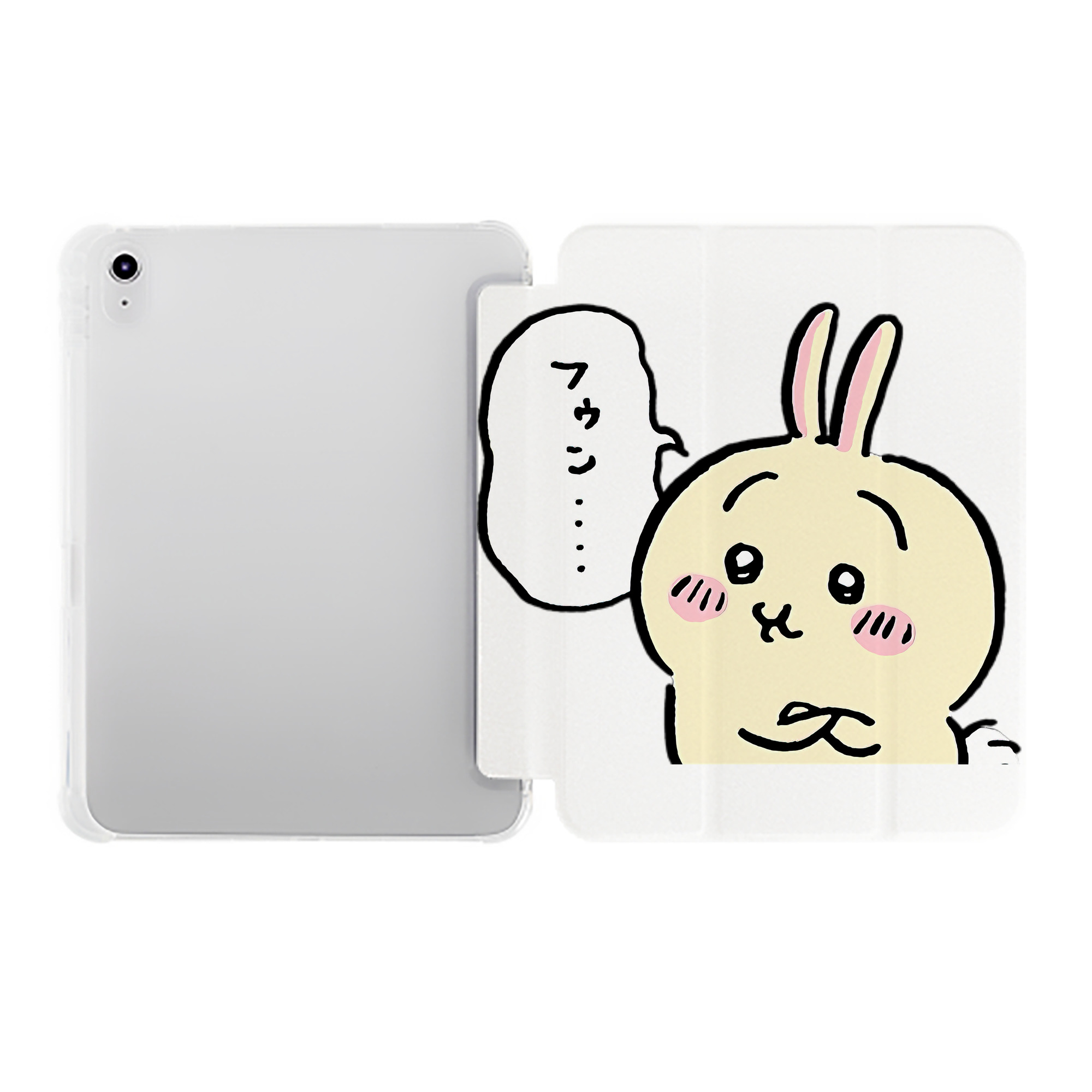 （画像用） ちいかわ うさぎ Chii-kawa usagi IPad ケース ペン収納付き 三つ折りスタンド PUレザー×シリコン 対応機種9.5/10.5/10.9インチ